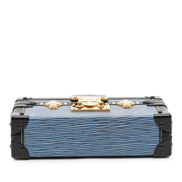 Pre Loved louis vuitton Trunk Clutch Epi Leather Bag Women Blue Crossbody Bags - Picture 3 of 8